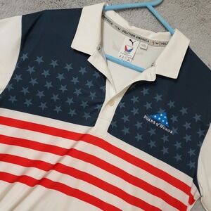 Puma Polo Shirt Mens Medium Volition America Folds Of Honor July 4th Patriot USA
